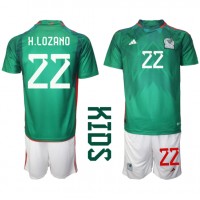 Mexiko Hirving Lozano #22 Domáci Detský futbalový dres MS 2022 Krátky Rukáv (+ trenírky)